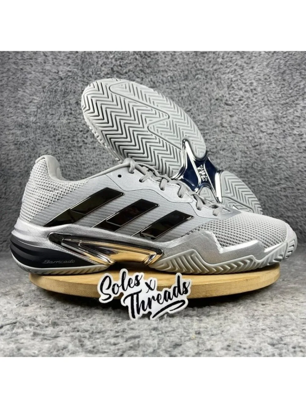 Adidas Barricade 13 25th Anniversary Tennis Size 11 Men Metallic Silver JR1973